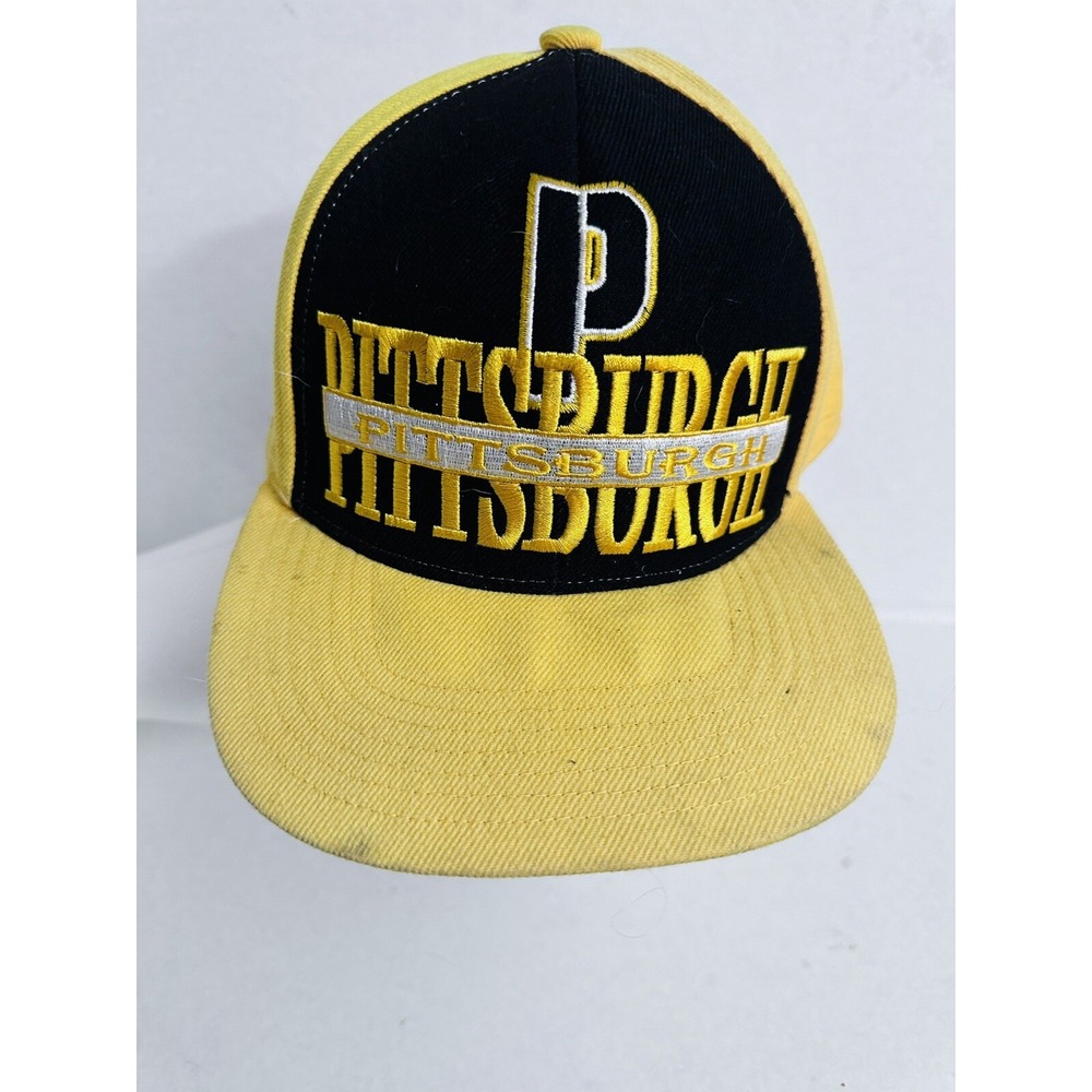 Vintage Pittsburgh Spellout Block Style  SnapBack Hat Yellow Black‎